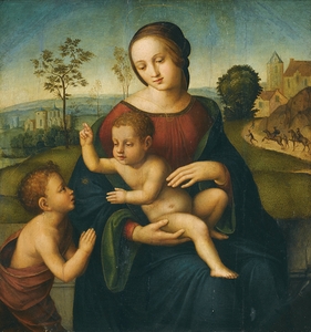 The Madonna And Child With The Infant Saint John The Baptist by The Master of the Scandicci Lamentation [16th Century]